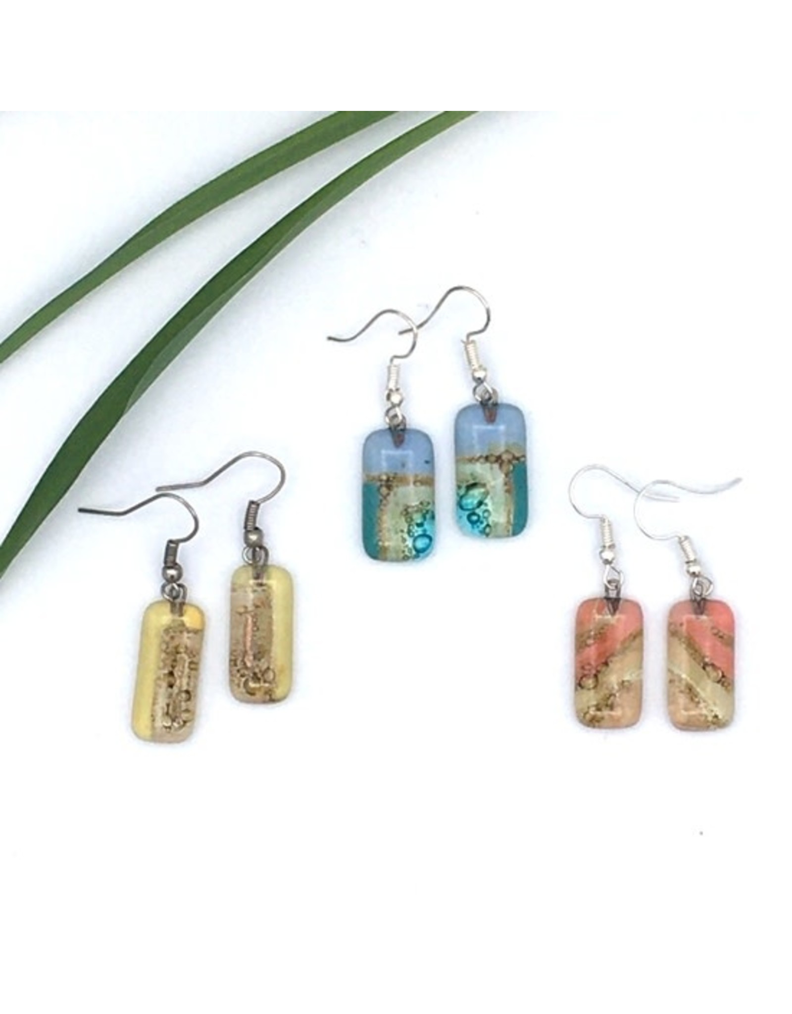 Ecuador Small Glass Earrings - Rectangle, Ecuador