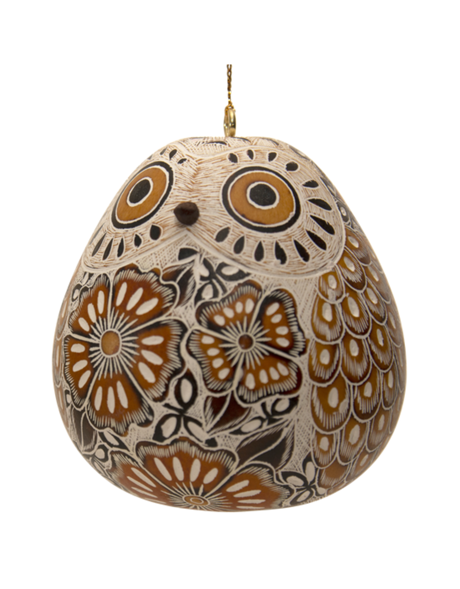 Peru Snowy Owl Gourd Ornament, Peru
