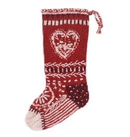 Nepal Knit Christmas Stocking - Folk Heart, Nepal