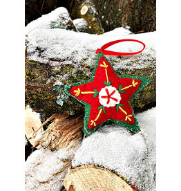 Nepal Embroidered Felt Star Ornament, Nepal