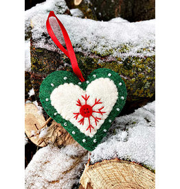 Nepal Embroidered Felt Heart Ornament