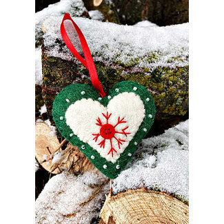 Nepal Embroidered Felt Heart Ornament
