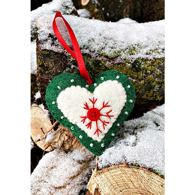 Embroidered Felt Heart Ornament