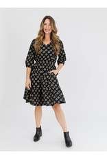 India Lydia Dress in Black Floral Stamp, India