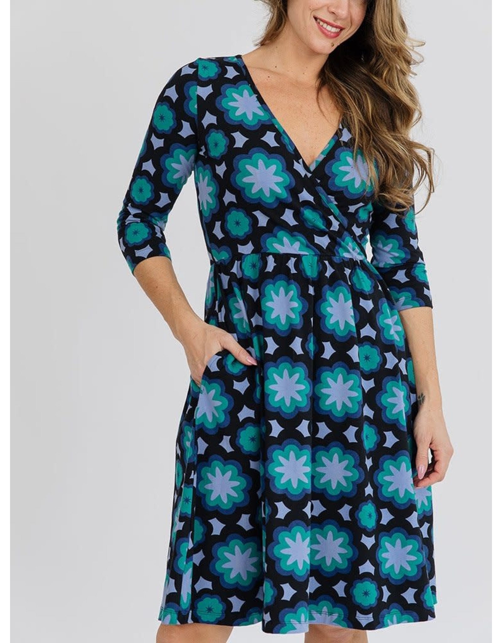 India Callie Wrap Dress in Mod Teal, India
