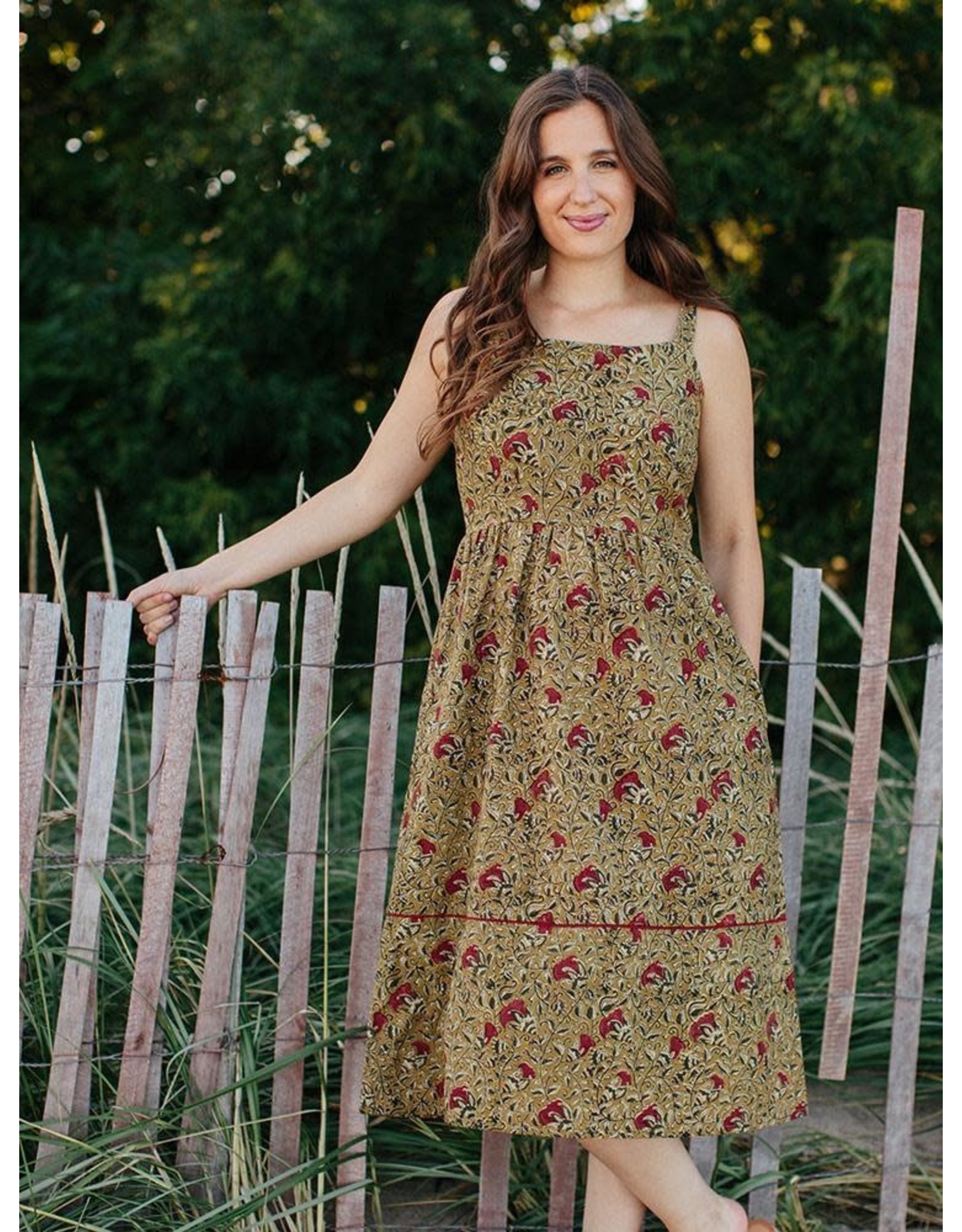 India Provence Midi Dress, Turmeric. India