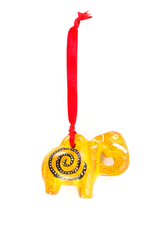 Kenya Yellow Krismasi Kisii Elephant Ornament, Kenya