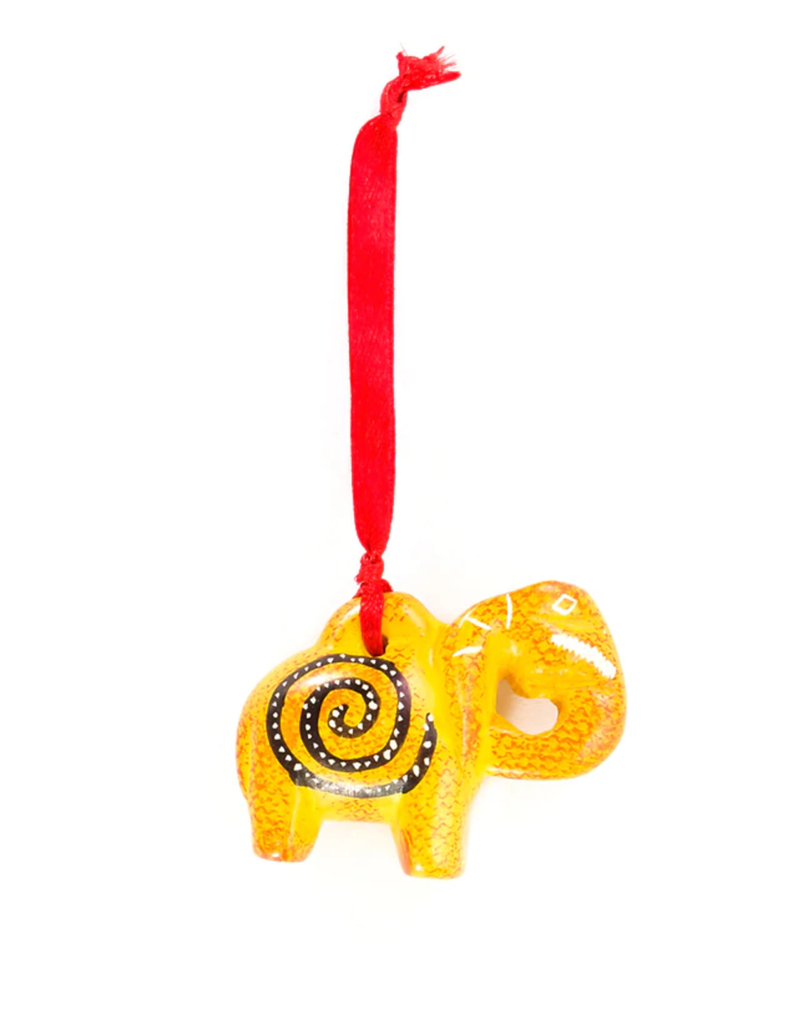 Kenya Yellow Krismasi Kisii Elephant Ornament, Kenya