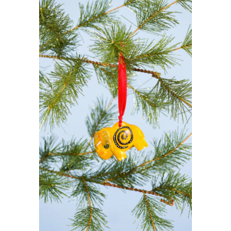 Kenya Yellow Krismasi Kisii Elephant Ornament
