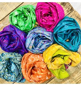 India Recycled Silk Sari Scarf, assorted. India