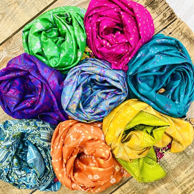 Upcycled Silk Sari Scarf