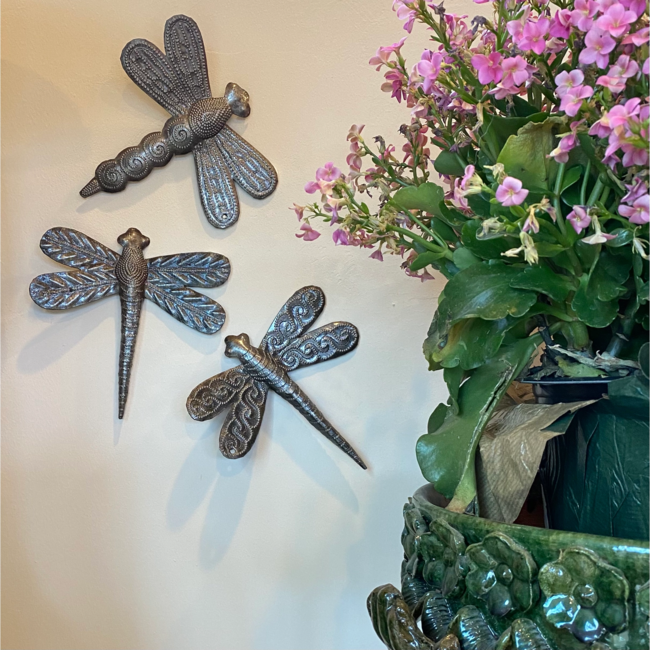 Cut Metal Steel Drum Wall Art - Small Dragonfly
