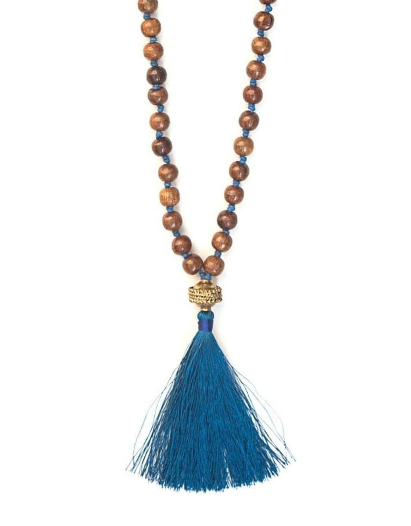 India Wooden Warrior Tassel Necklace, India