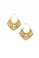 India Ornate Orchid Earrings - Brass, India