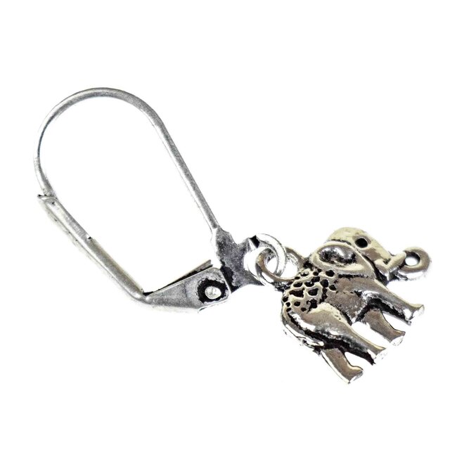 Elephant Dangle Earrings - Silver