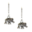 India Elephant Dangle Earrings - Silver