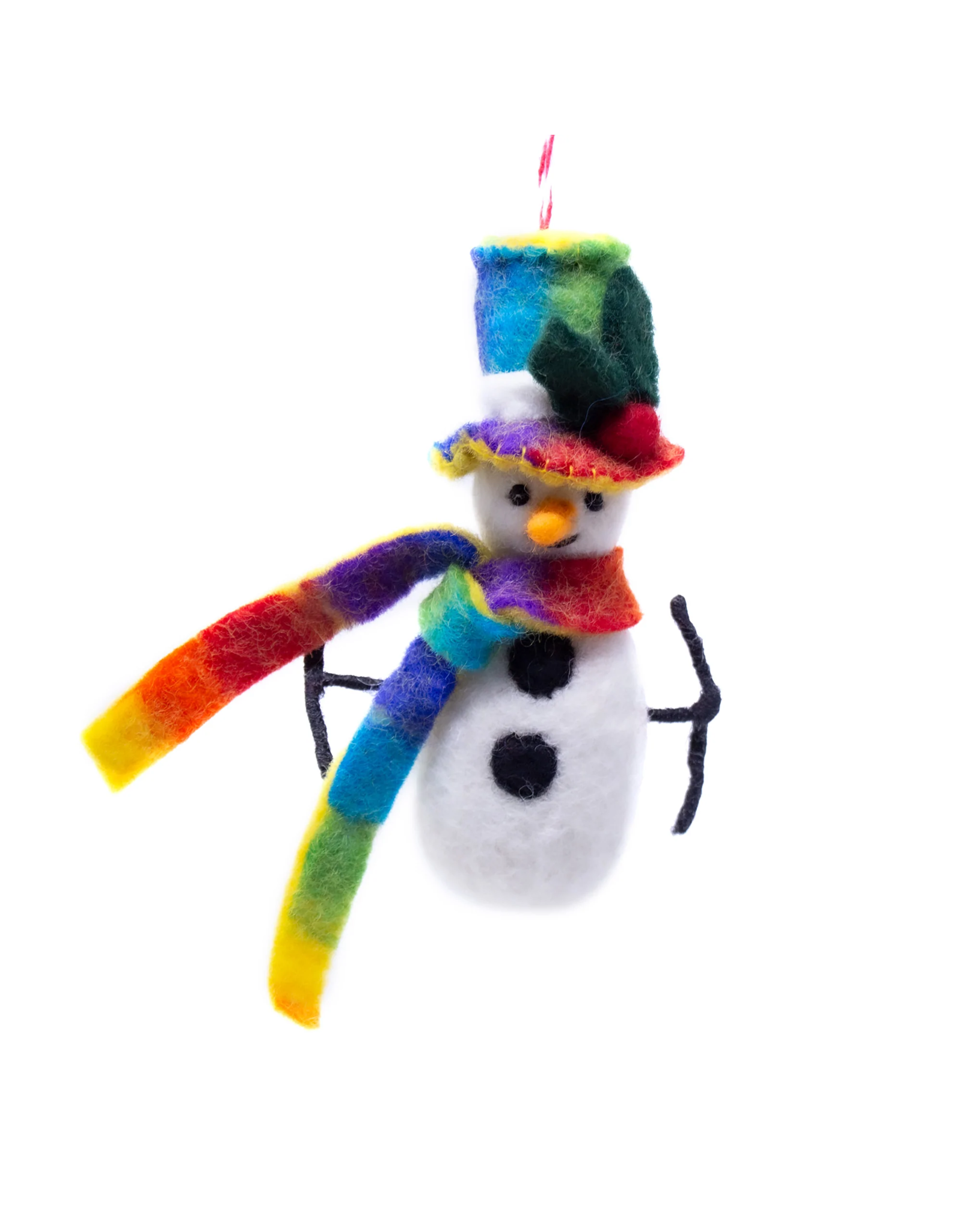 Nepal Technicolour Snowman Felt Ornament, Nepal