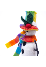 Nepal Technicolour Snowman Felt Ornament, Nepal