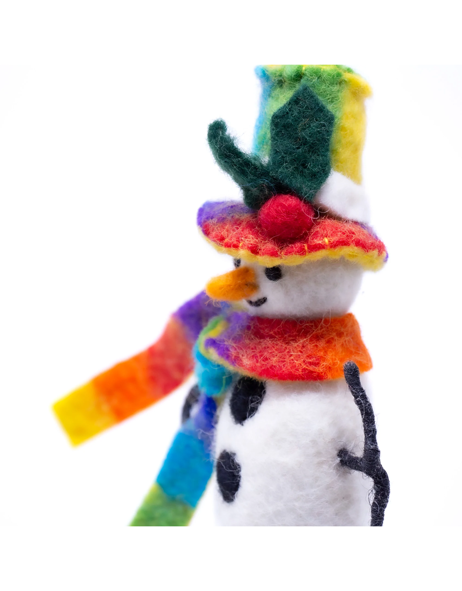 Nepal Technicolour Snowman Felt Ornament, Nepal