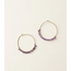 India Jambumani Amethyst Bead Brass Hoop Earrings