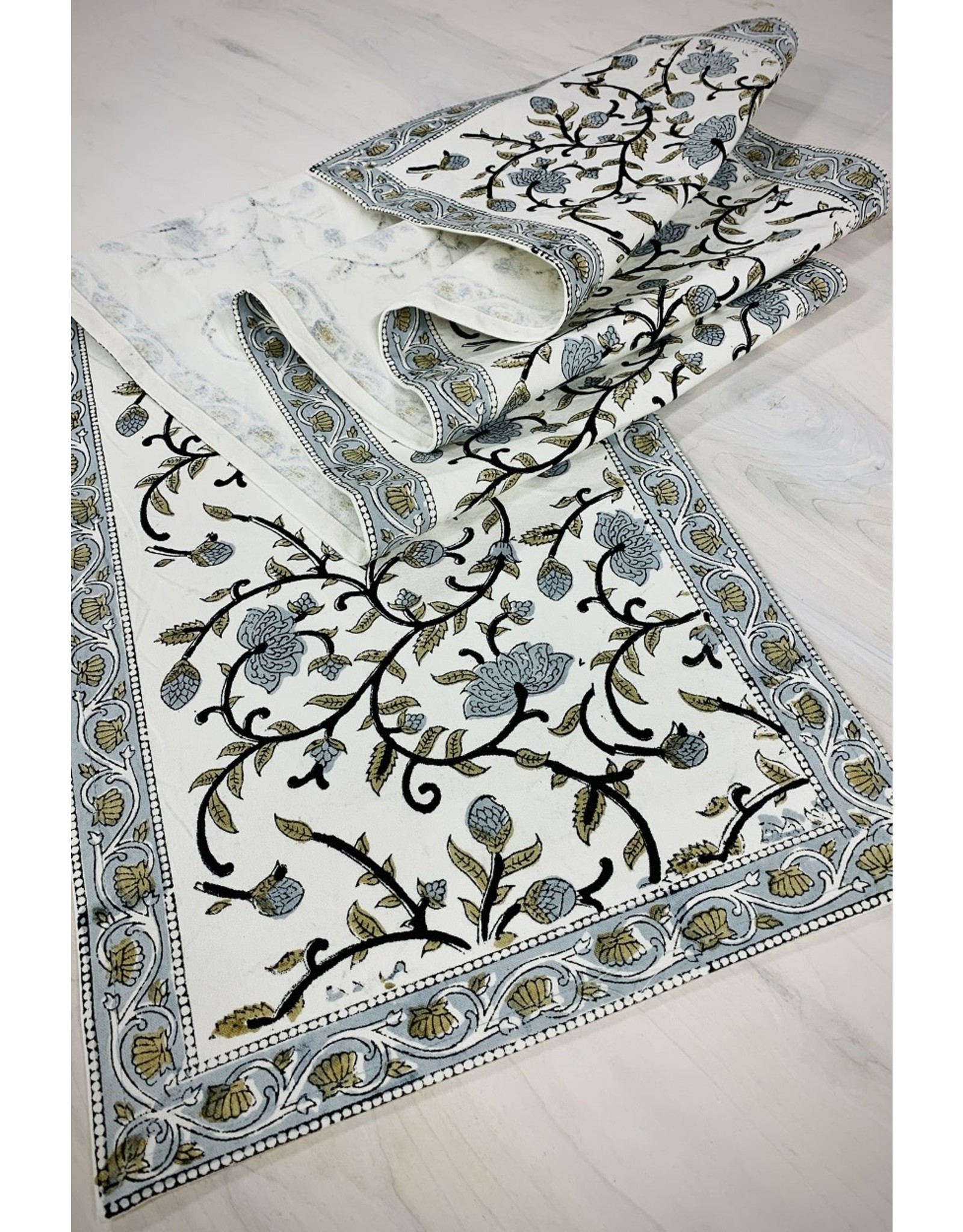 India Silver Floral Table Runner (13x70), India