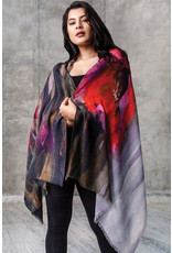 India CLEARANCE Reena Fine Wool Shawl in Ruby & Onyx, India