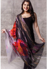 India CLEARANCE Reena Fine Wool Shawl in Ruby & Onyx, India