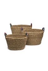 India Sari Handle Floor Basket - Small, India