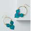 India Chameli Leaf Teal Drop Earrings