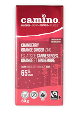 Camino  Cranberry Orange Ginger Zing 65% dark choc bar 80g