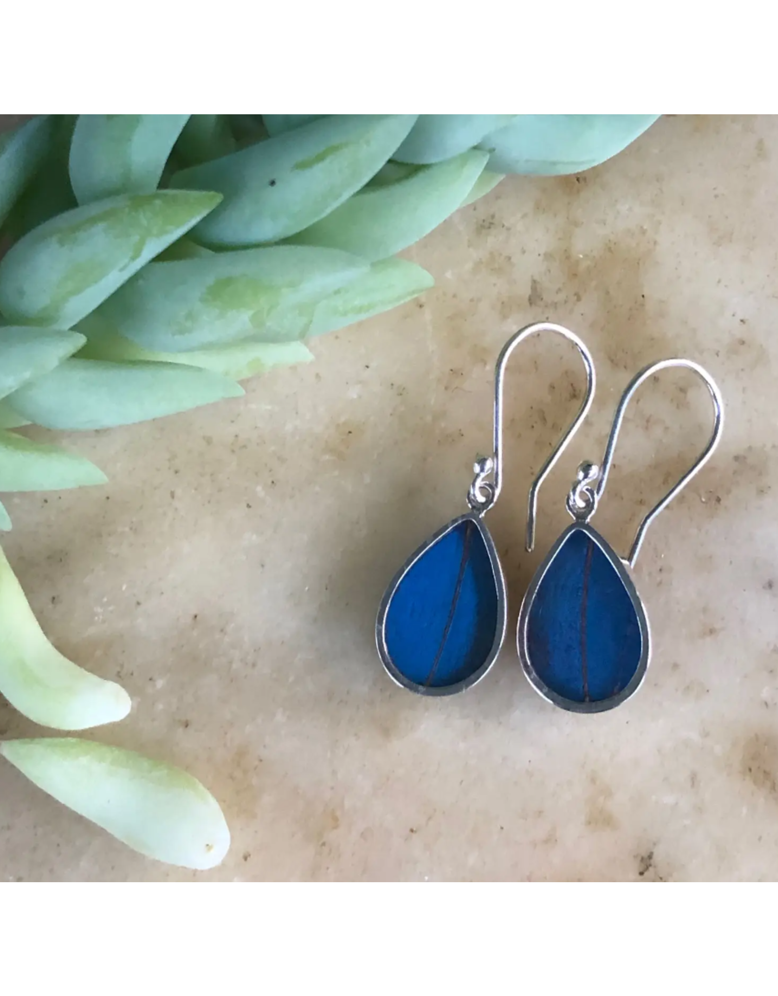 Peru Blue Morpho Butterfly Earrings, Peru