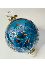 Egypt Blown Glass Ornament - Blue w/ Flowers, Egypt