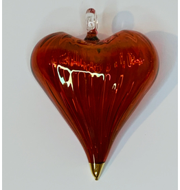 Egypt Blown Glass Heart - Red Amber, Egypt