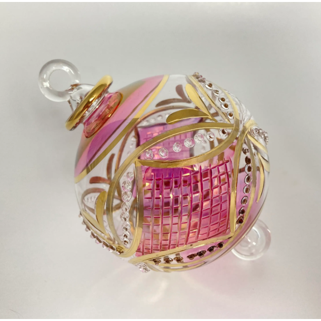 Blown Glass Ornament - Pink Carousel
