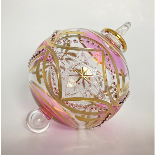 Blown Glass Ornament - Pink Carousel