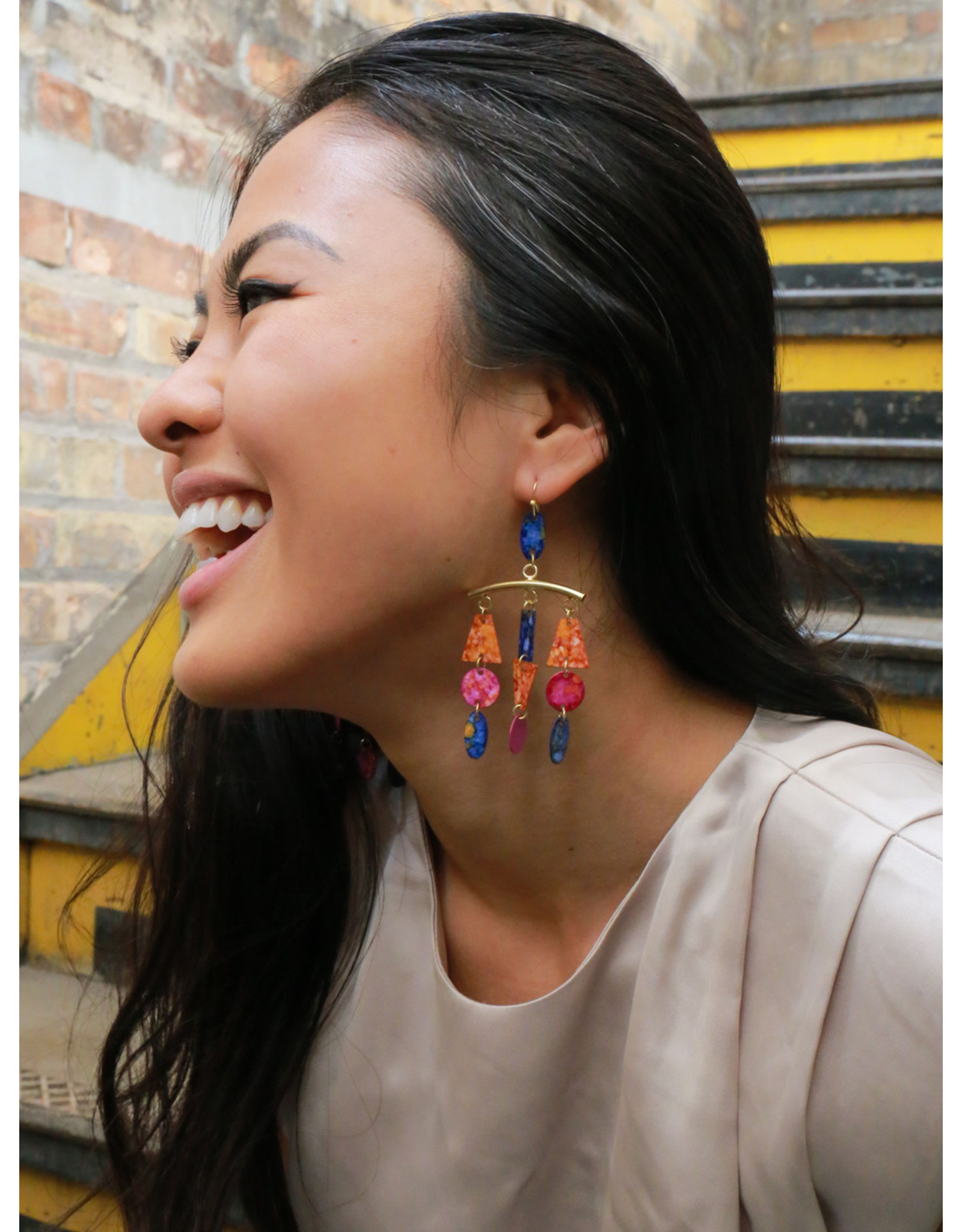 India Circus Painted Chandelier Earrings, India