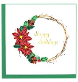 Vietnam Quilled Holiday Poinsettia Wreath Greeting Card, Vietnam