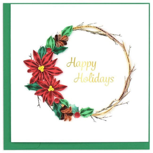 Quilled Card - Holiday Poinsettia Wreath
