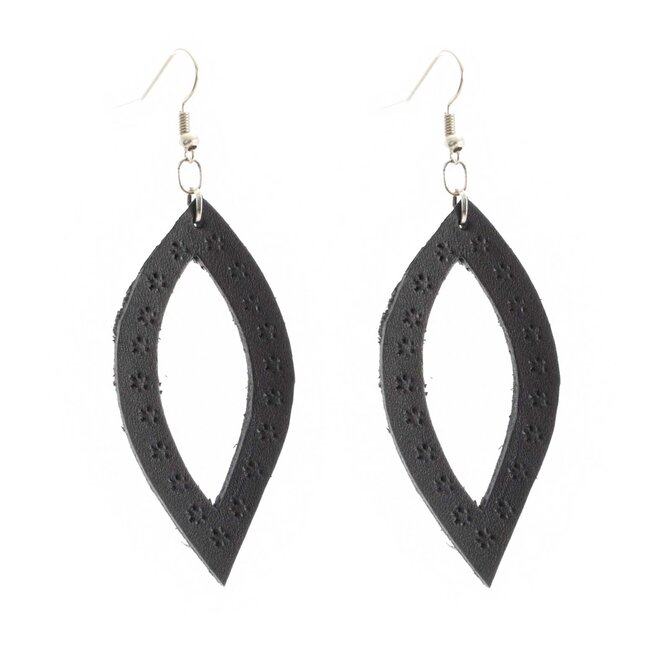 Oval Leather Earrings
