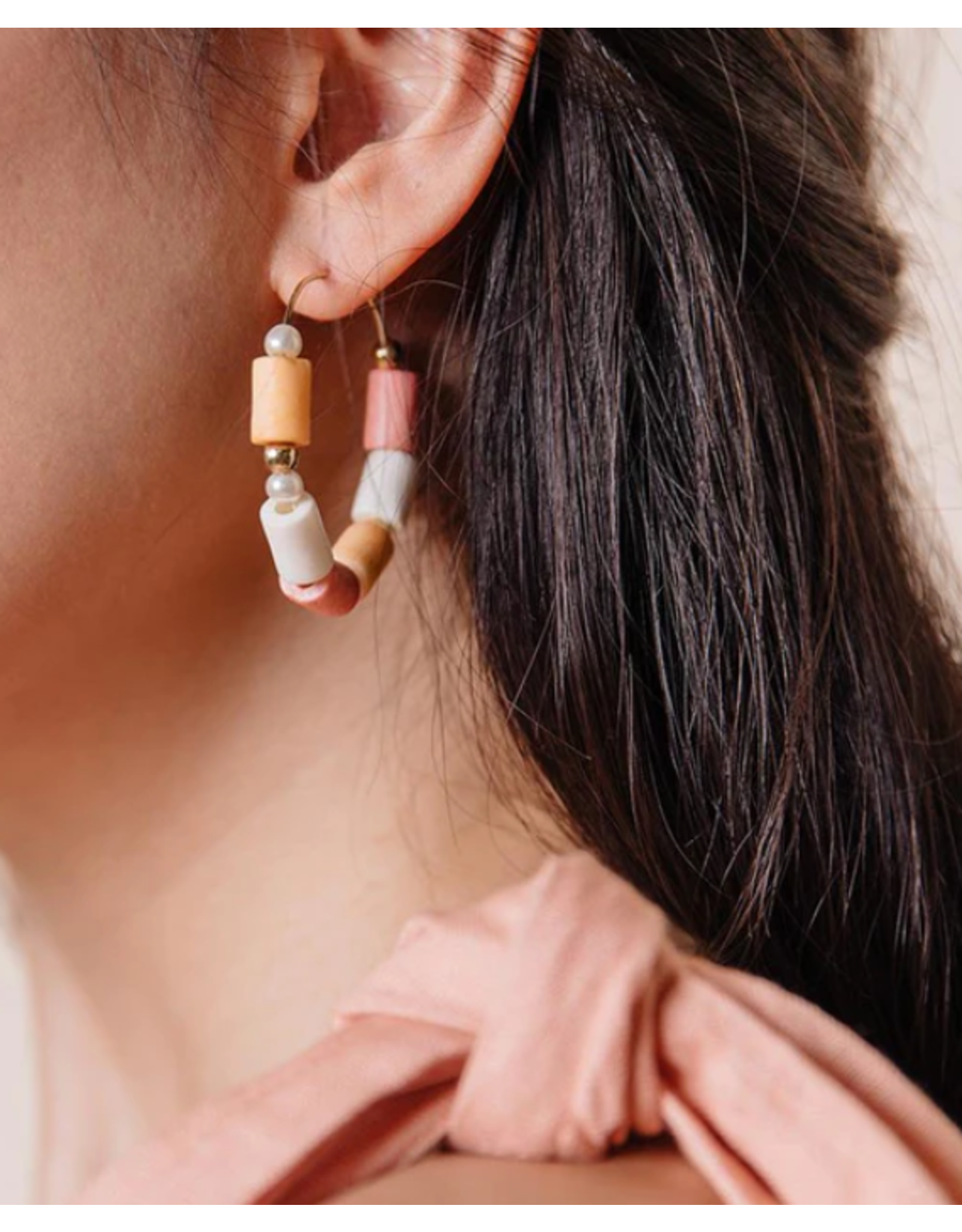 India Emily Hoop Earrings (Coral), India