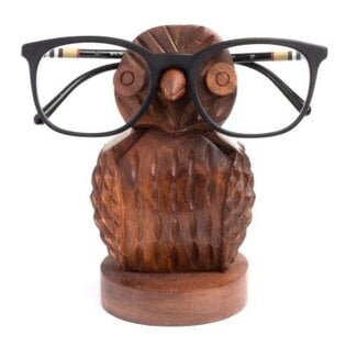 India Rosewood Owl Eyeglass Holder Stand