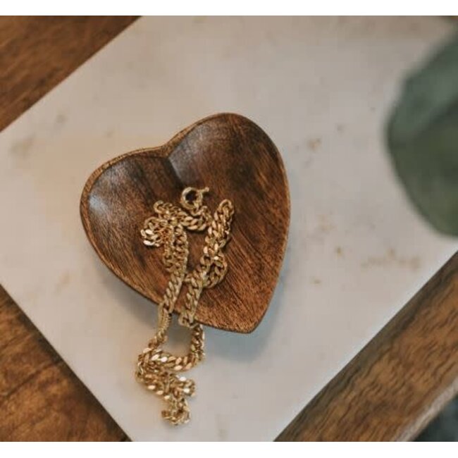 Mango Wood Heart Jewelry Tray