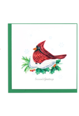 Vietnam Quilled Snowy Cardinal Christmas Card, Vietnam