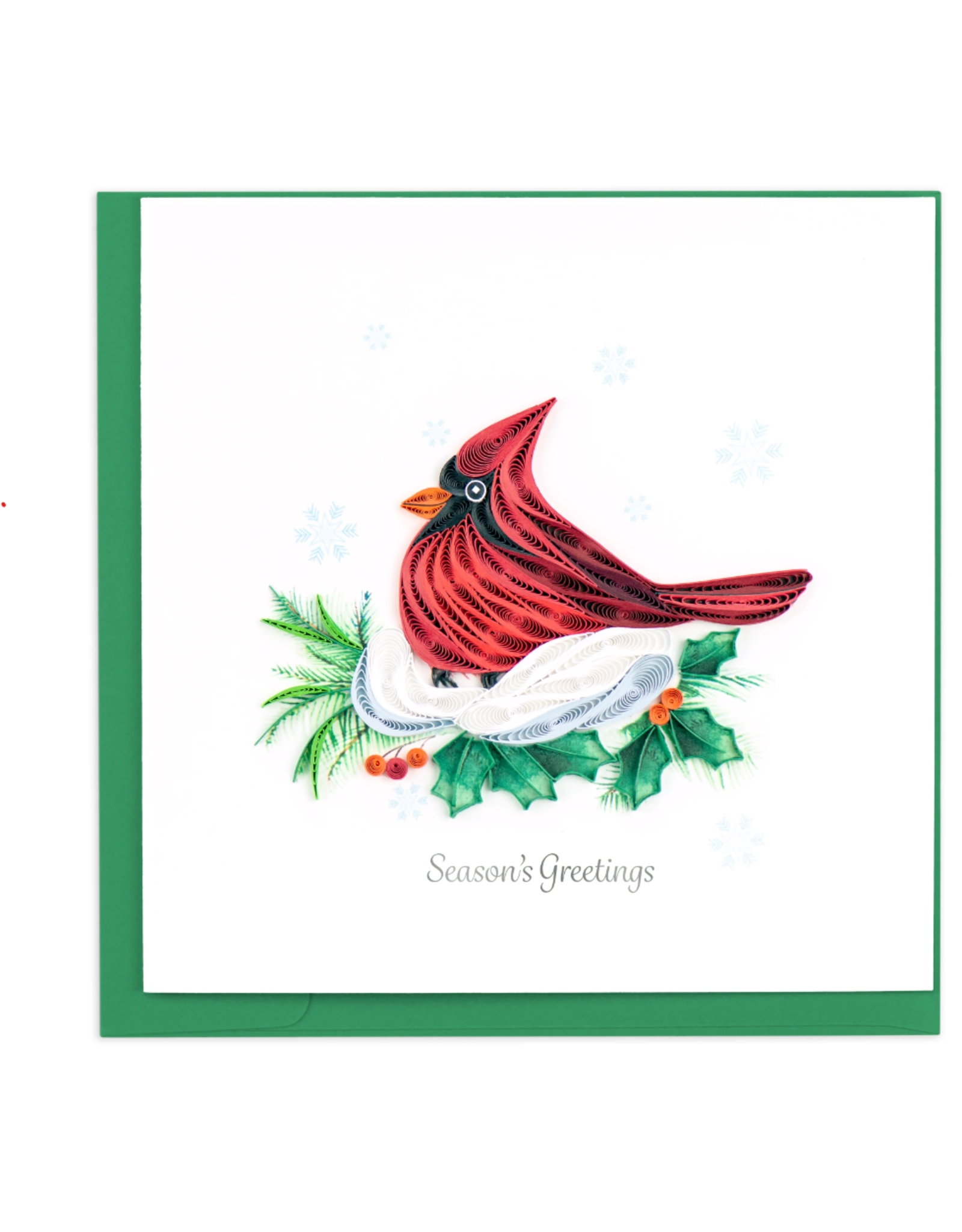 Vietnam Quilled Snowy Cardinal Christmas Card, Vietnam