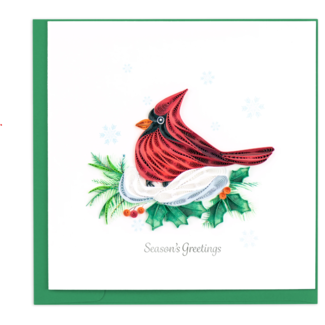 Vietnam Quilled Card - Snowy Cardinal