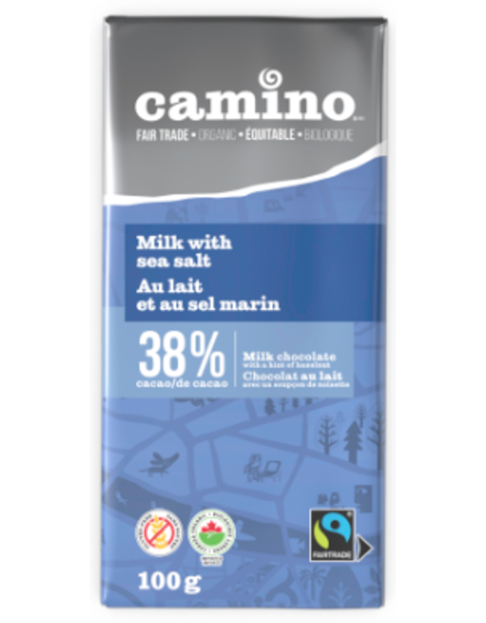 Camino Milk with Sea Salt 38% Chocolate Bar, 100g