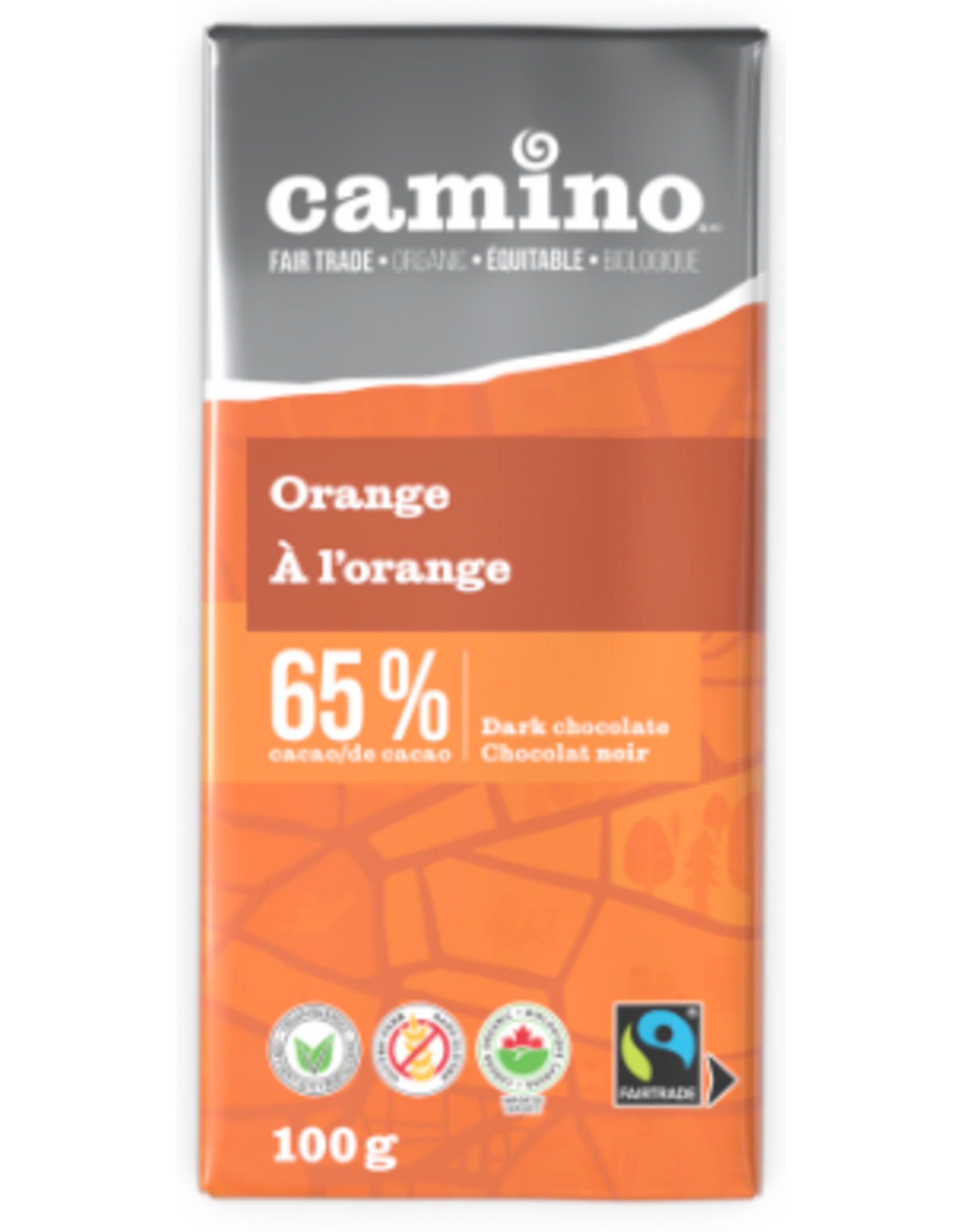 Camino Orange 65% Dark Chocolate Bar, 100g