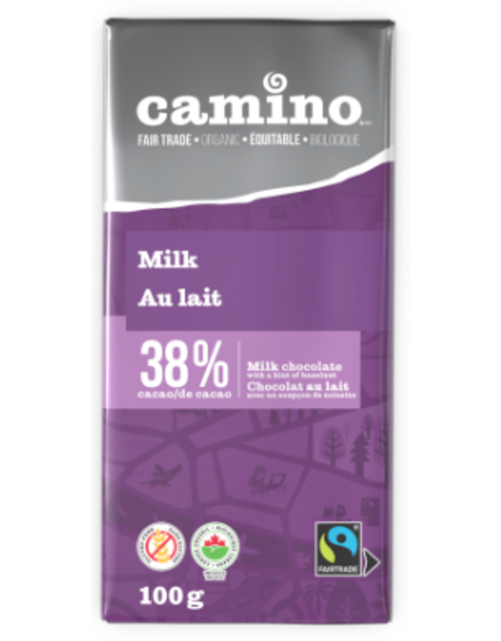 Camino Hazelnuts 38% Milk Chocolate Bar 100g