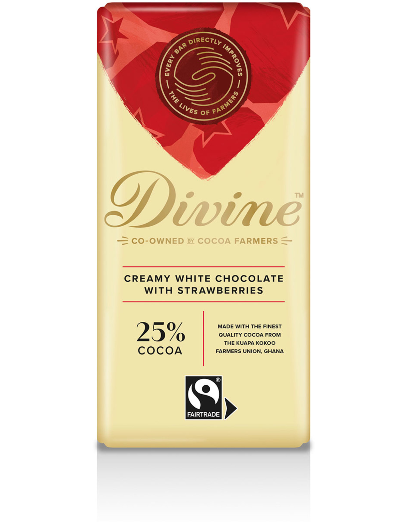Ghana Divine Strawberries 25% White Chocolate Bar 85g