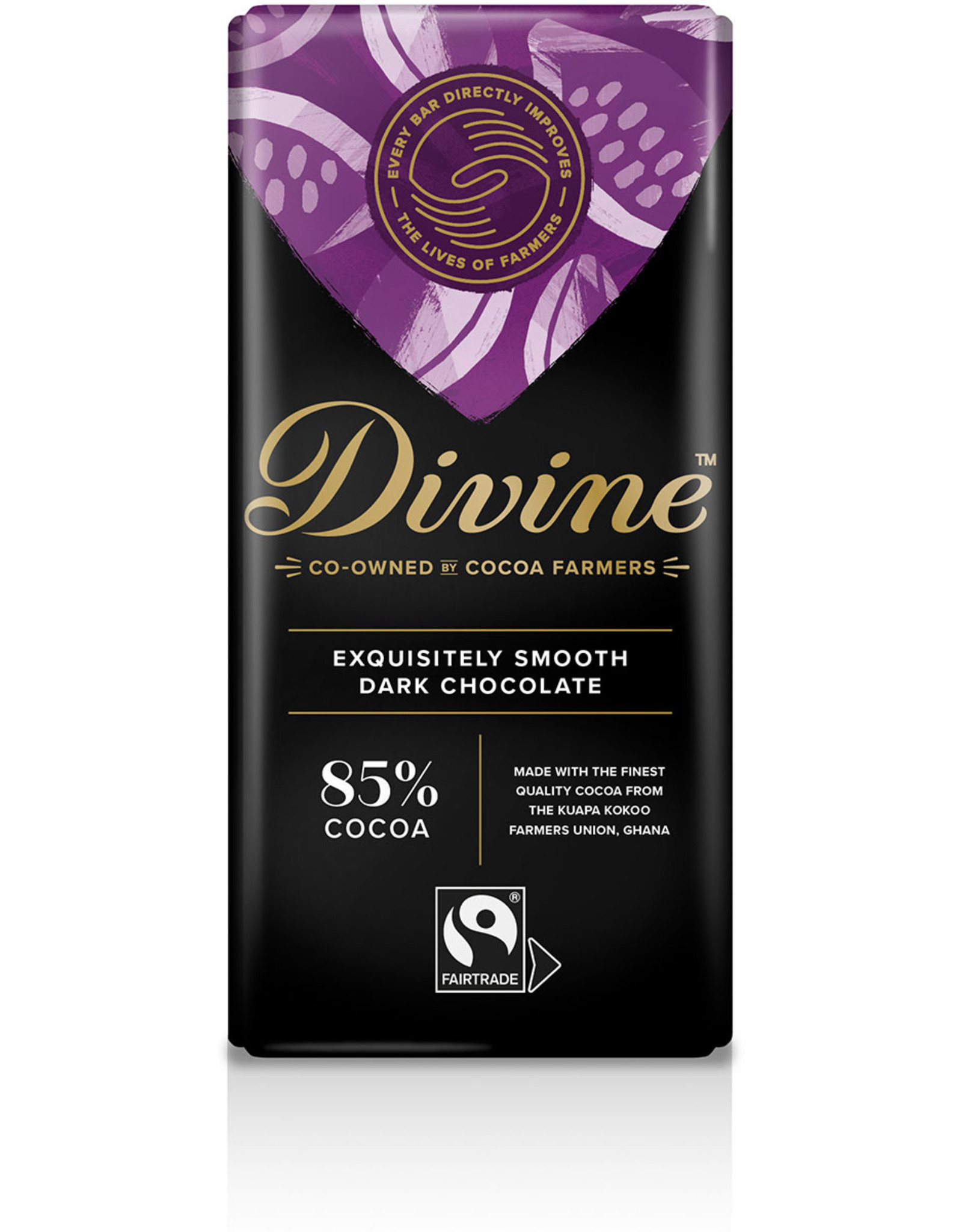 Divine Dark Chocolate 85%, 3oz/85g